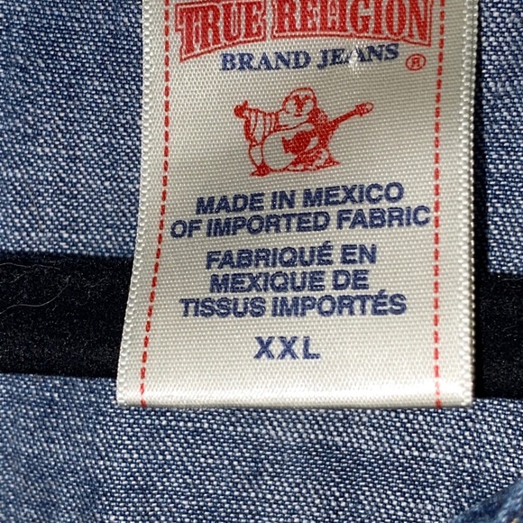 TRUE RELIGION MENS SIZE. XL DENIM SHIRT PEARL SNAP BUTTONS POCKETS CLEAN - Picture 3 of 11
